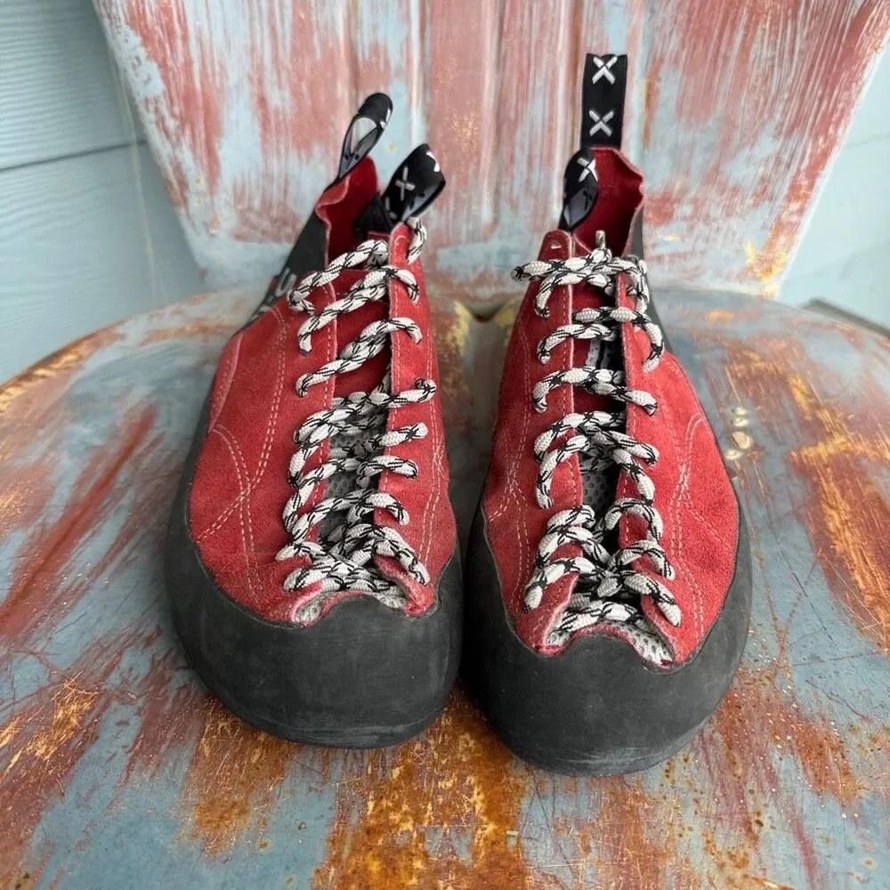 Five Ten 5.10 Coyote Red Suede Lace-Up Rock Climbing Shoes Stealth C4 Size 12